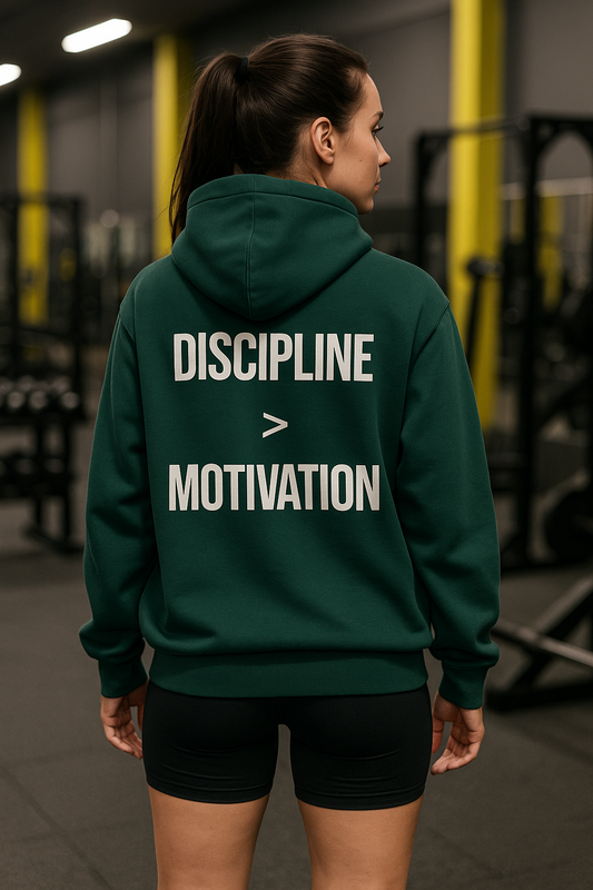 DISCIPLINE > MOTIVATION Hoodie – Pine Green