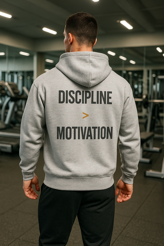 DISCIPLINE > MOTIVATION Hoodie – Heather Grey